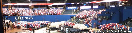 Bags of balloons wait to be lifted into the ceiling.