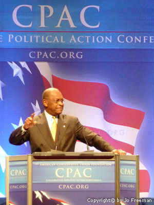 Herman Cain at Podium